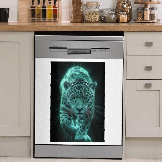 Neon Jaguar in Motion Dish Washer Covers