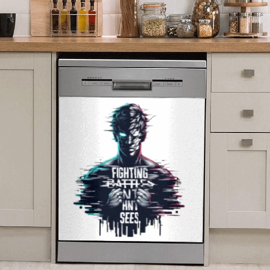 Neon Glitch Cyberpunk Hero Design Dish Washer Covers