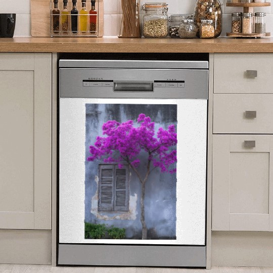 Vibrant Blossom Against Rustic Wall Dish Washer Covers
