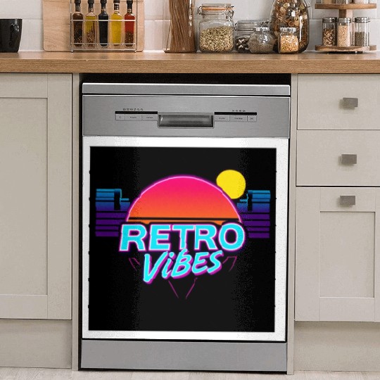 Retro Vibes Sunset Neon Design Dish Washer Covers