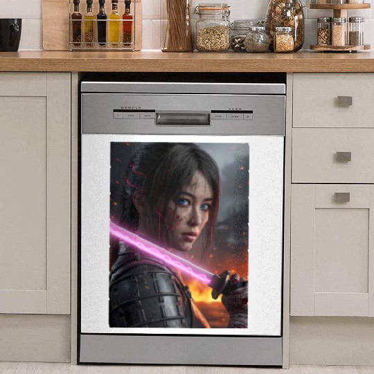 Cyberpunk Samurai Girl Dish Washer Covers
