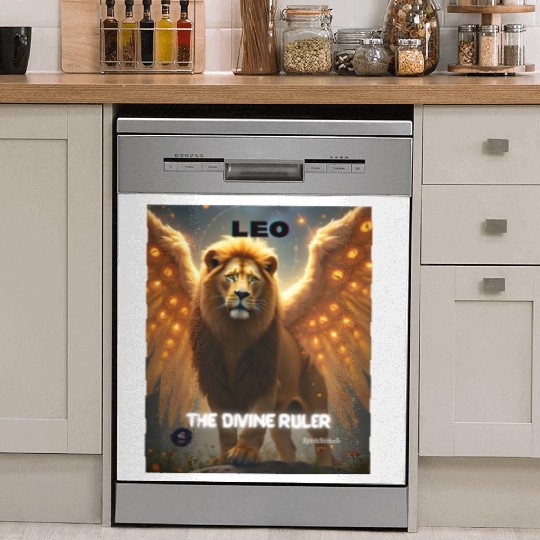 Leo the Divine Ruler with Angel Wings Dish Washer Covers