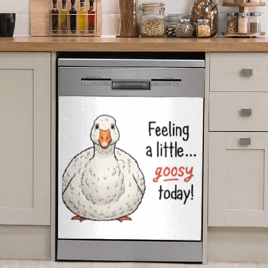 Goofy Goose Feeling a Little Happy Dish Washer Covers