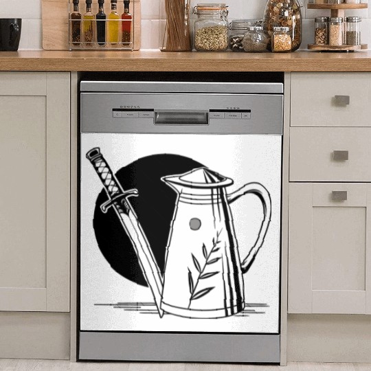 a milk frothing pitcher with a katana Dish Washer Covers