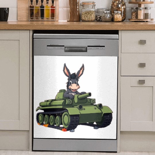 Adorable Donkey Tank Battle Scene Dish Washer Covers