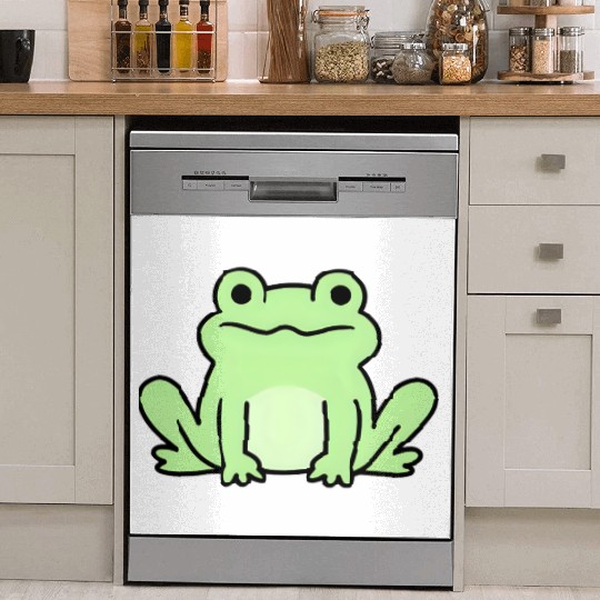 Lime Green Cartoon Frog Design Dish Washer Covers