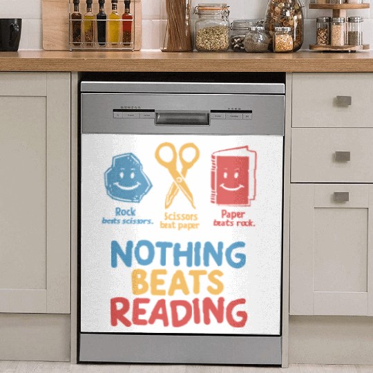 Nothing Beats Reading Funnny Rock Paper Scissors  Dish Washer Covers