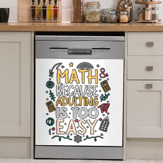 Math and Adulting Humor Illustration Dish Washer Covers