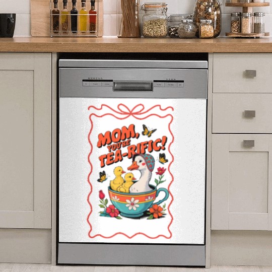 Motherly Swan and Ducklings Tea Humor Dish Washer Covers