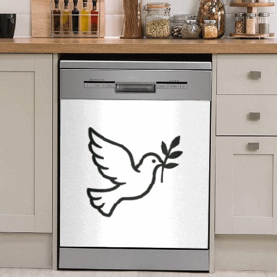 Elegant Doves with Olive Branch Design Dish Washer Covers