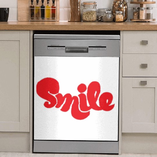 Vibrant Red Smile Typography Design Dish Washer Covers