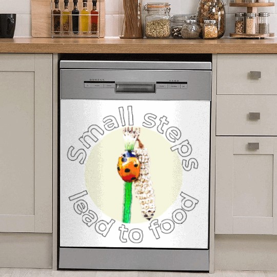 Small Steps – Ladybug White Text Dish Washer Covers