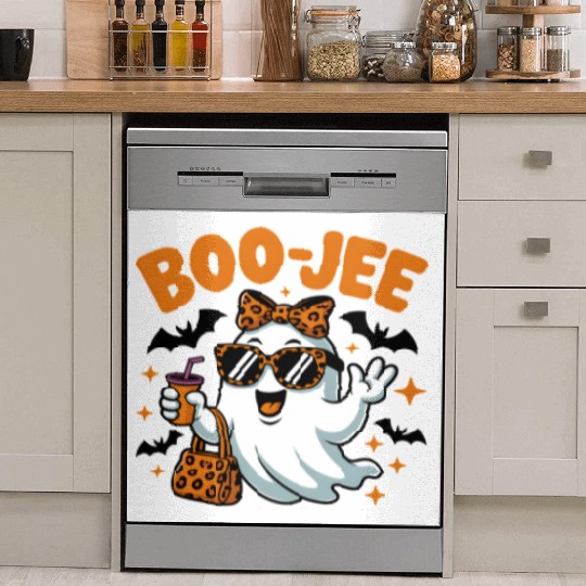 Boo-Jee Ghost Cute Leopard Print Halloween Boojee Dish Washer Covers