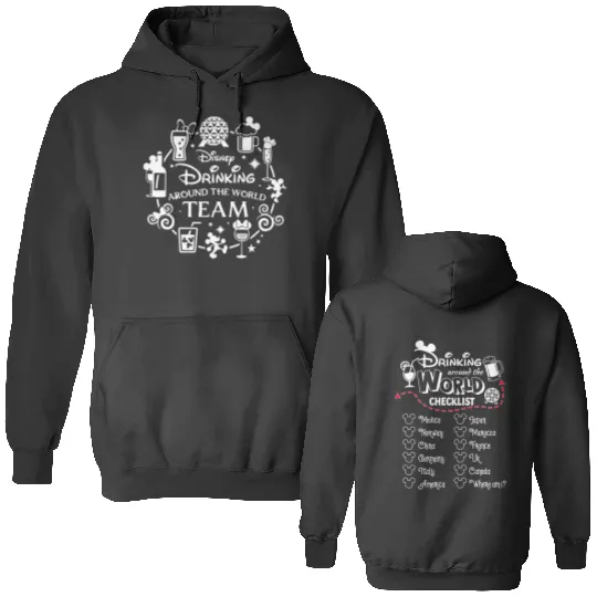 Drinking Around the World Double Sided Hoodies, Disney Drinking Team Double Sided Hoodies, Epcot Food and Wine Double Sided Hoodies, Epcot Double Sided Hoodies
