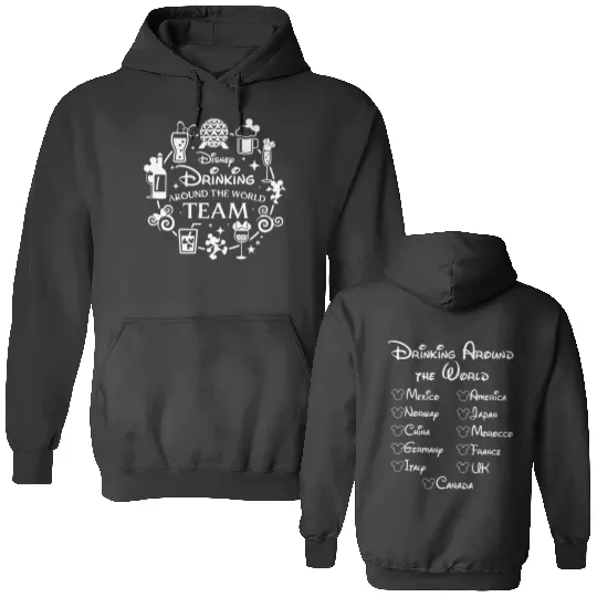 Drinking Around the World Double Sided Hoodies, Disney Drinking Team Double Sided Hoodies, Epcot Food and Wine Double Sided Hoodies