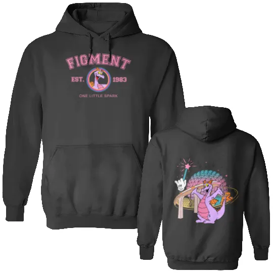 Disney Figment Two Sides Double Sided Hoodies, Epcot Figment Double Sided Hoodies, Figment One Little Spark Double Sided Hoodies