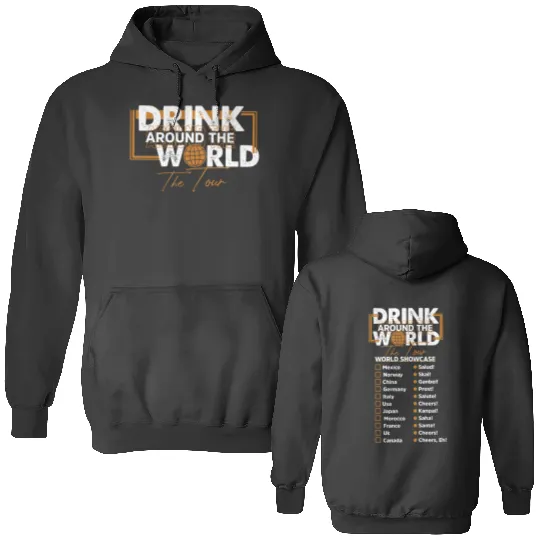 Drinking Around The World Double Sided Hoodies, Disney Epcot Around The World Double Sided Hoodies