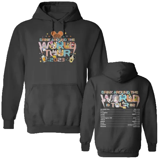 Disney Epcot World Tour Double Sided Hoodies, Drink Around The World Double Sided Hoodies