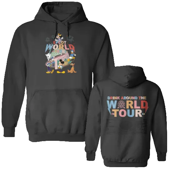 Disney Epcot World Traveler Double Sided Hoodies, Mickey Epcot Drinking Around The World