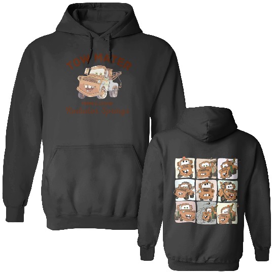 Discover Two-Sided Tow Mater Double Sided Hoodies, Retro Disneyland Double Sided Hoodies, Vintage Cars Land Double Sided Hoodies