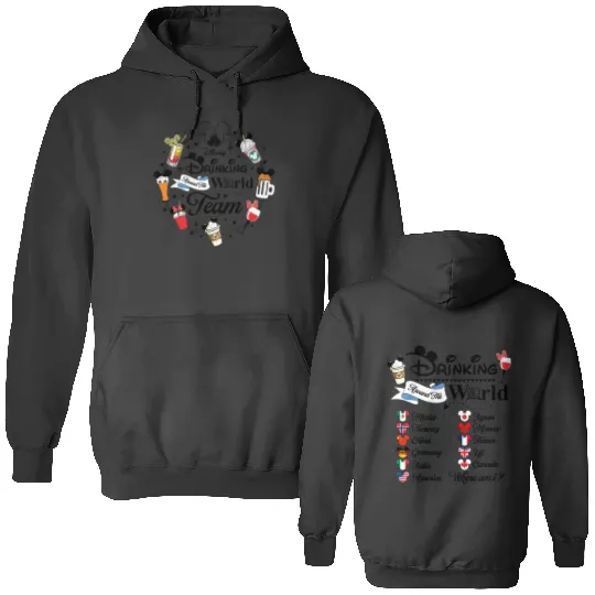 Drinking Around The World Double Sided Hoodies, Disney Drinking Group Double Sided Hoodies