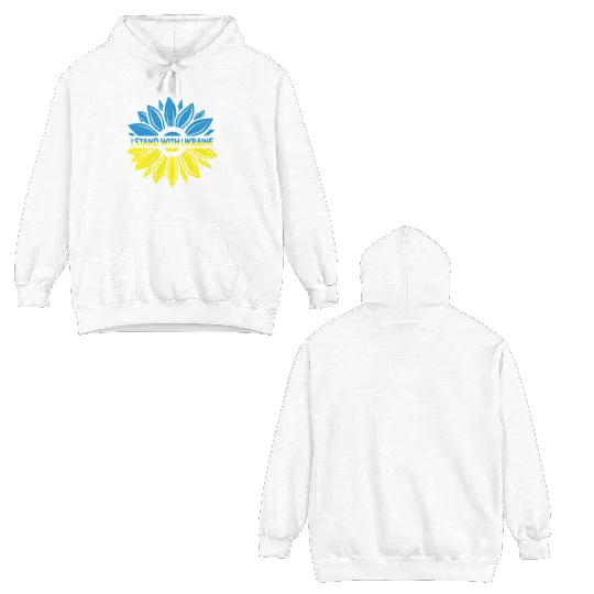 I Stand With Ukraine Sunflower Ukrainian Flag Double Sided Hoodies