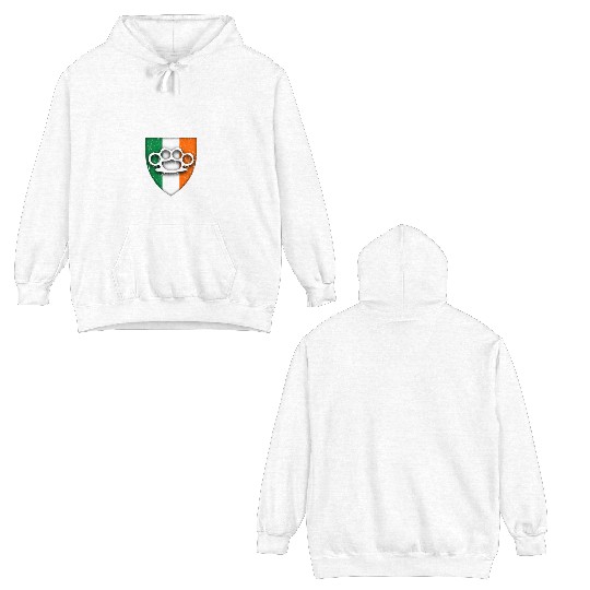 Irish Hooligan Crest vintage distressed look Double Sided Hoodies