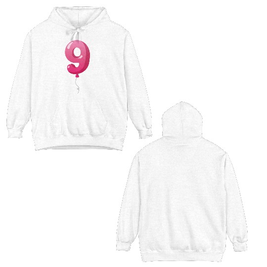 Number 9 Balloon, 9th birthday, 9 year old Double Sided Hoodies