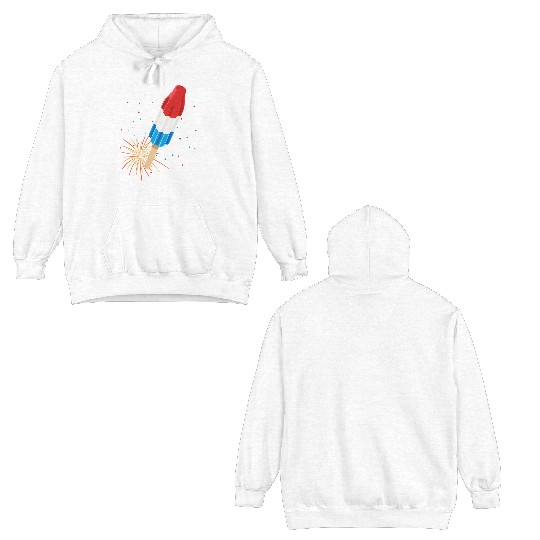 Fireworks Popsicle American Flag 4th of July Double Sided Hoodies