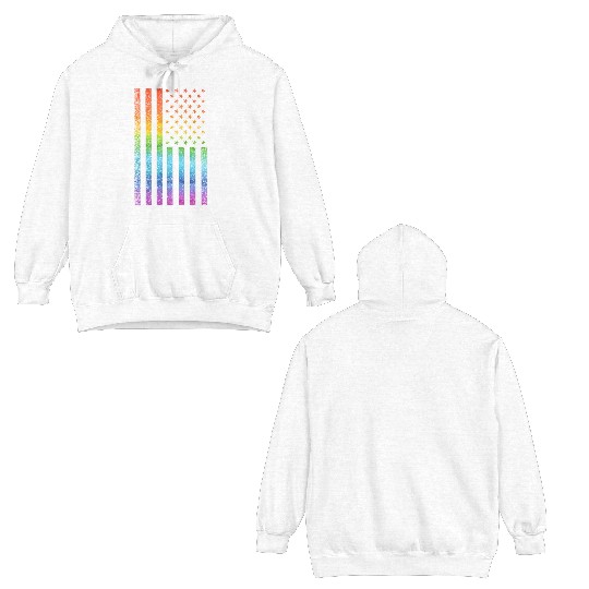 Vintage LGBT Pride American Flag Gay Pride Double Sided Hoodies