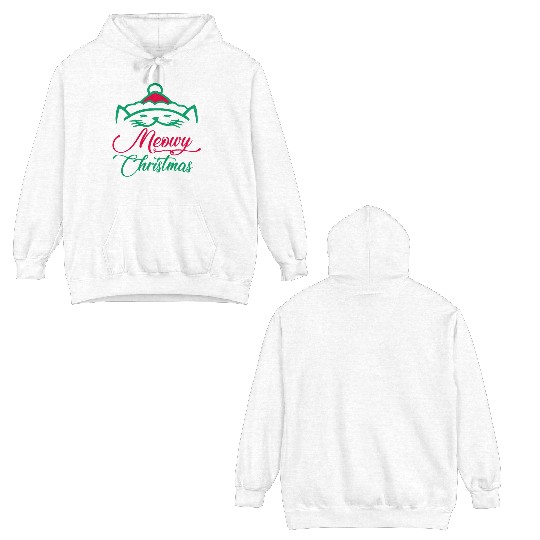 christmas cat meowy christmas - Funny Christmas Double Sided Hoodies