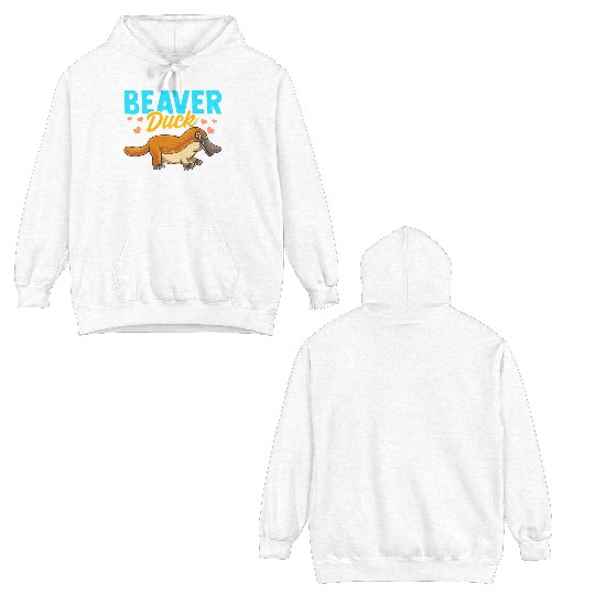 Beaver Duck Platypus Pun Cute Duck Billed Platypus Double Sided Hoodies