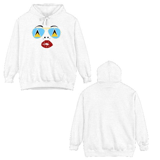 Saint Lucia Flag St Lucia Sunglasses Lips Kiss Double Sided Hoodies