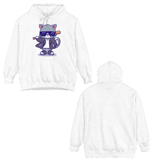 Cat Sun Glasses Bat Double Sided Hoodies