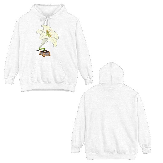 nostalgic lilies flowers blossoms gramophone Double Sided Hoodies