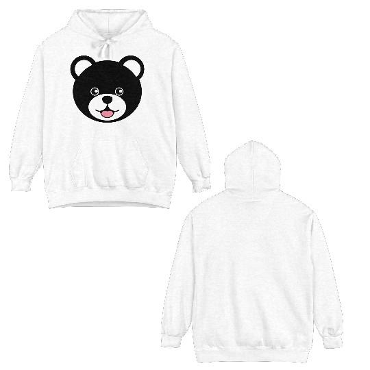 Cute Black Teddy Bear Face Double Sided Hoodies