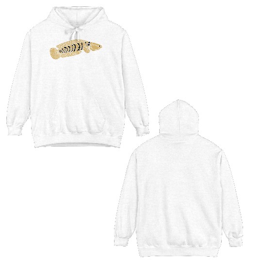 black and gold channa snakehead fish illustrations Double Sided Hoodies