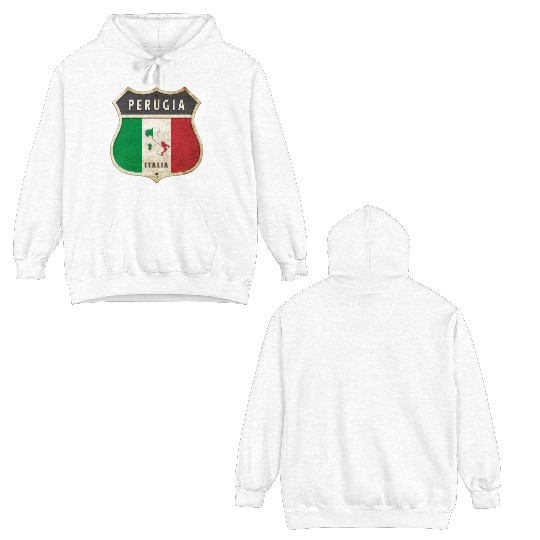 Perugia Italy coat of arms flags design Double Sided Hoodies