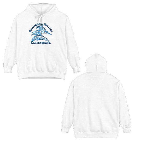 Hermosa Beach California Vacation Tribal Dolphins Double Sided Hoodies