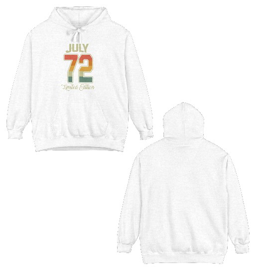 Vintage 50th Birthday July 1972 Sports Gift Double Sided Hoodies