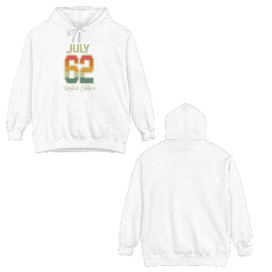 Vintage 60th Birthday July 1962 Sports Gift Double Sided Hoodies