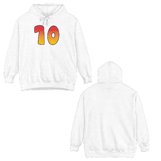 Number 10 Red - Orange Design Double Sided Hoodies