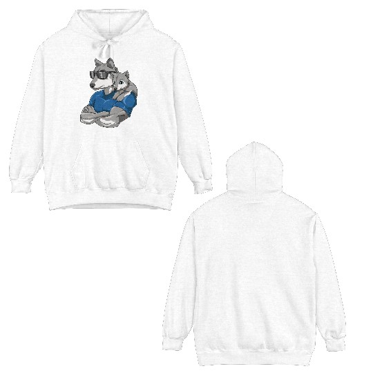 Strong Wolf with Wolf Child for a Wolf lover Double Sided Hoodies