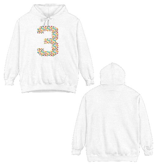T Rex Dinosaurs In Three Number 3rd Birthday Gift Double Sided Hoodies