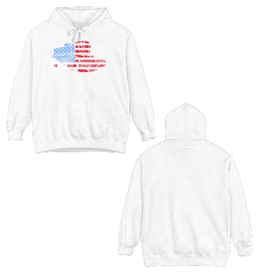 Farm Tractor American Flag Combine Harvester Double Sided Hoodies