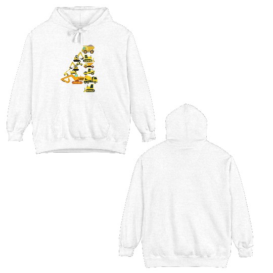 4th Birthday Construction Trucks For 4 Year Old Double Sided Hoodies