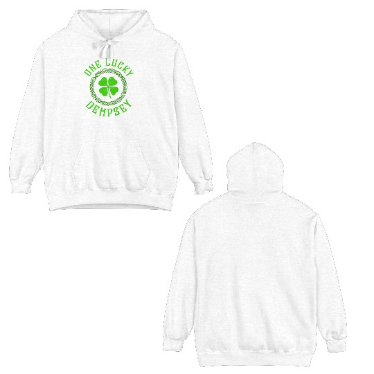 One Lucky Dempsey Irish Family Four Leaf Clover Double Sided Hoodies