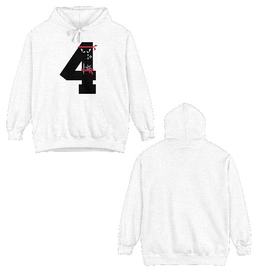 Number 4 Ninja 4 Year Old Fun 4th Birthday Gifts Double Sided Hoodies