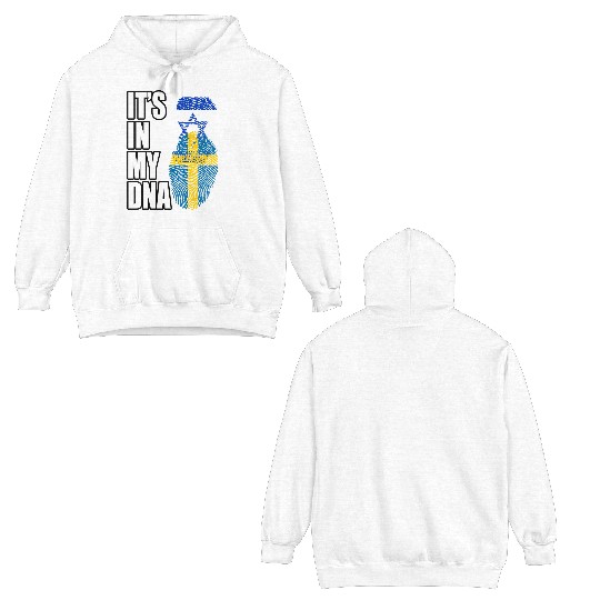 Israel And Swedish Mix Heritage DNA Flag Double Sided Hoodies