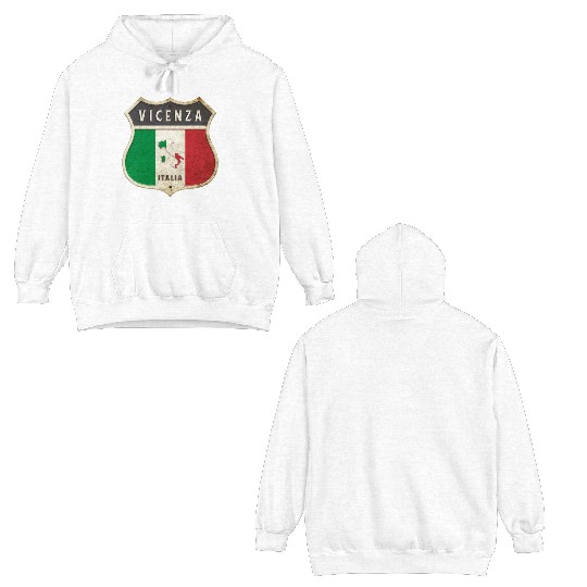 Vicenza Italy coat of arms flags design Double Sided Hoodies